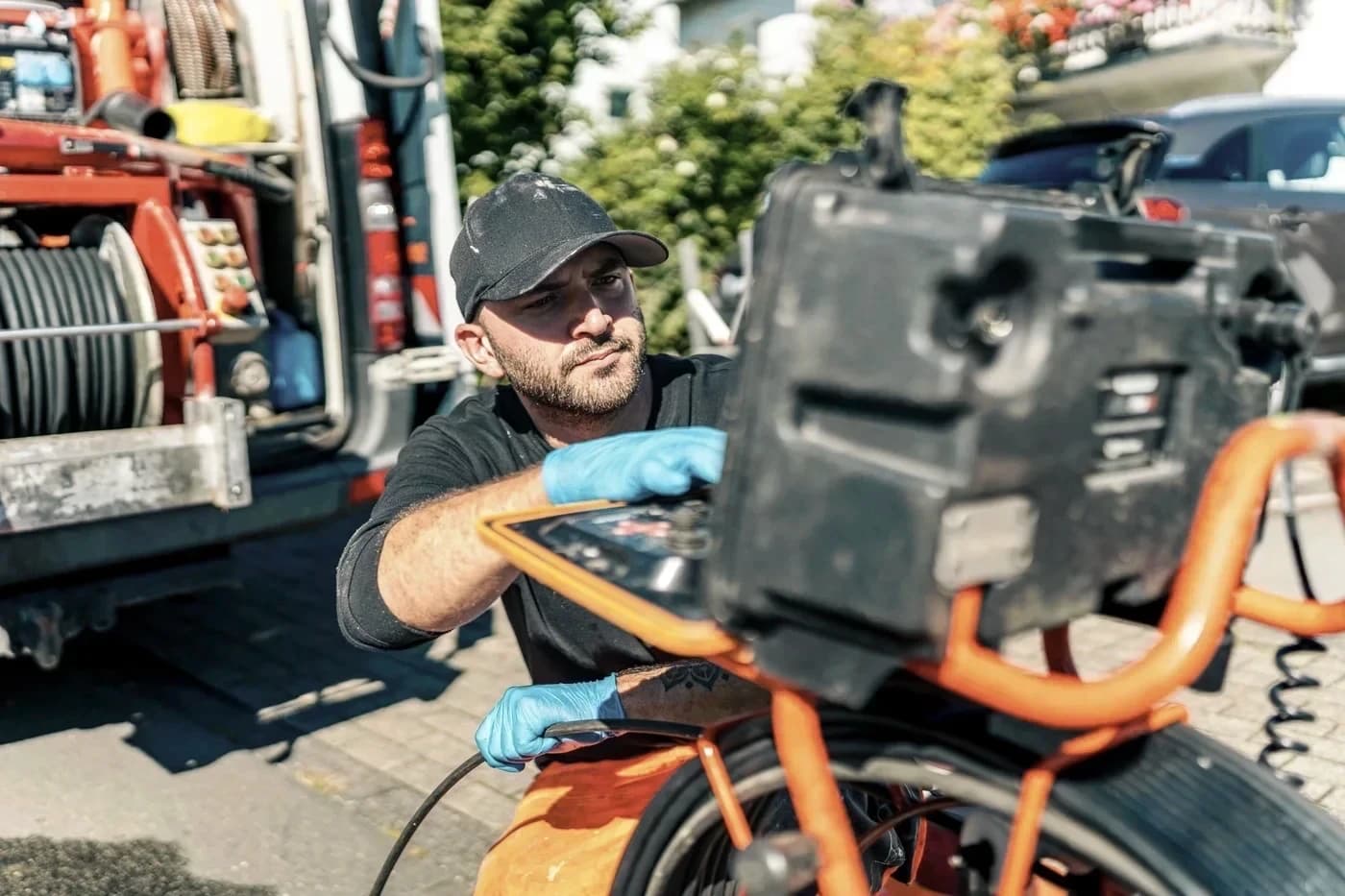 Kanalkamera von Menke Umweltdienste vor der Fahrt in die Grundleitung